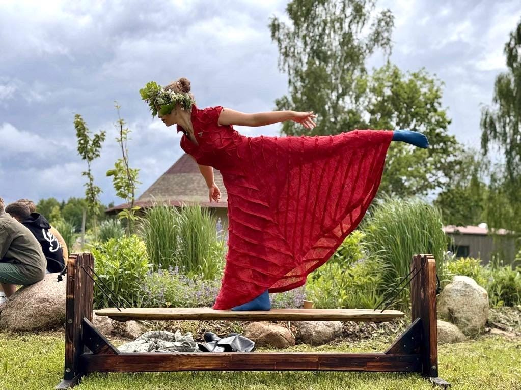 Midsummer Rituals Handmade Red Linen Dress – Sculpted Couture for Midsummer, Pagan ...