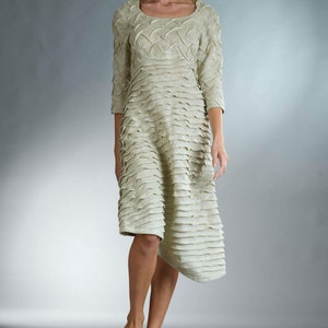Aiste Fashion Dress / Long Dress for Women / Linen Dress / Ivory Long Sleeve Dress / Long Cocktail Dress / Ivory Evening Dress for Women