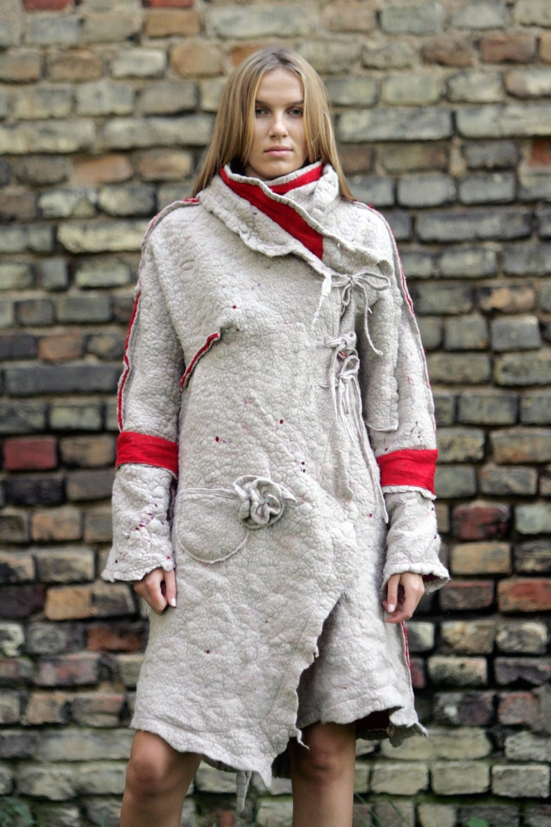 Women Felt Jacket Coat / Coat for Women / Wool Linen Clothing Etsy