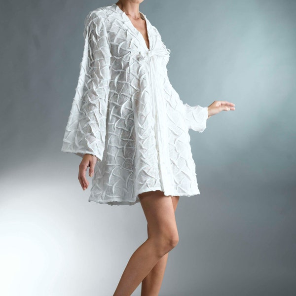 Robe en lin / Tunique robe blanche / Vêtements pour femmes / Robe de fête de vacances / Robe de plage / Tunique de plage / Robe courte pour femme / Top Dressr