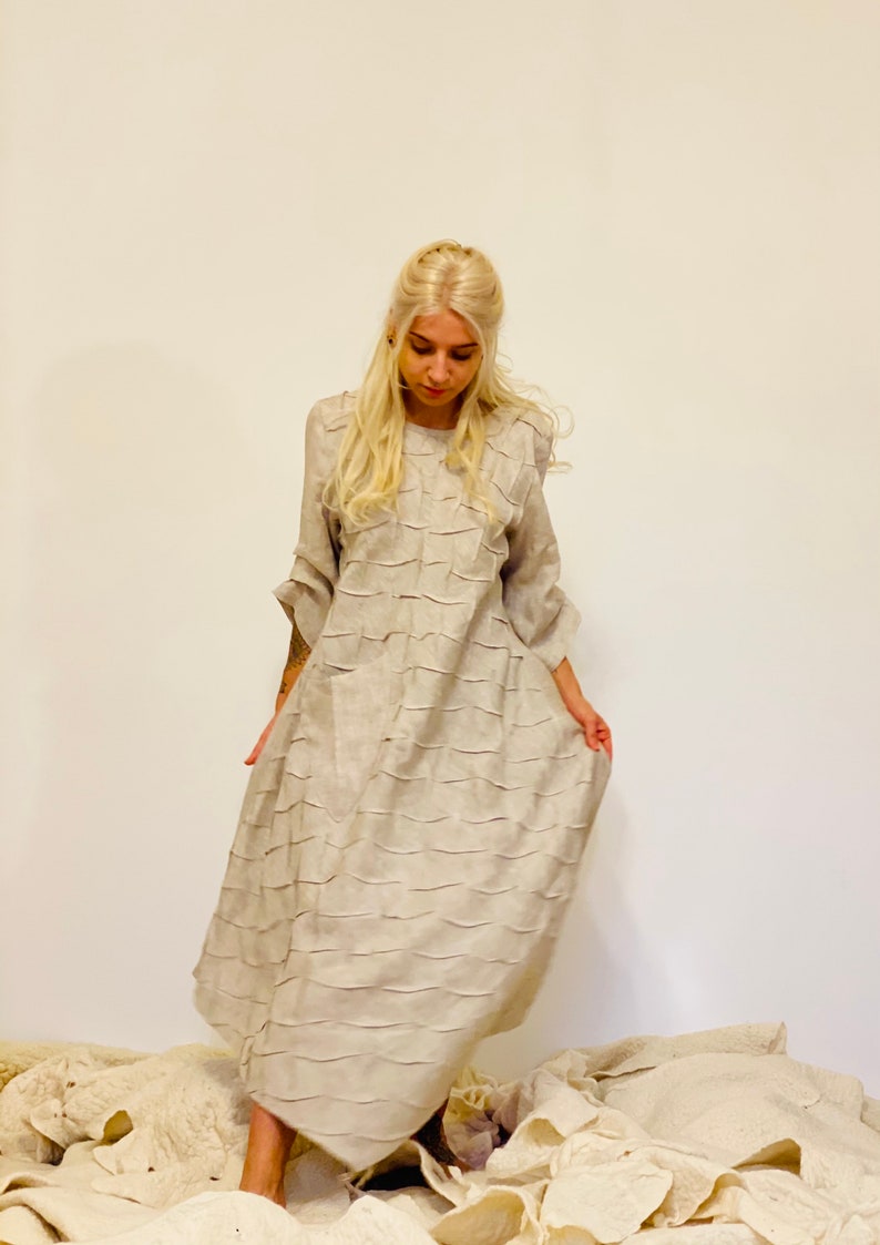 Wedding Linen Bohemian Long Dress ~ Bridesmaid Dress ~ Godness Dress ~ Boho Tunic Dress ~ Aiste Anaite ~ Simple Women Dress