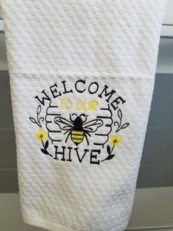 Bee Embroidered Towel Bee Kitchen Decor Cute Kitchen Towels Hostess Gift