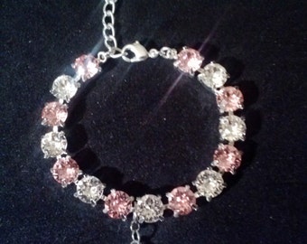 crystal pink and white bracelet