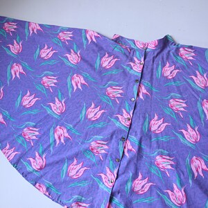 Vintage 1980s VERY RARE Laura Ashley Purple and Pink Floral Button Down Full Circle Skirt image 8