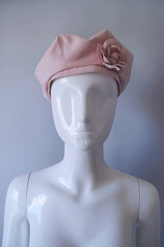 Vintage 1990s Kokin New York Light Pink Hat with … - image 4