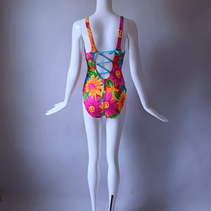Vintage 1990s Sessa red floral print one piece swimsuit Swimwear 1990s 90s 2000s swim bathing suit image 6