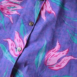 Vintage 1980s VERY RARE Laura Ashley Purple and Pink Floral Button Down Full Circle Skirt image 6