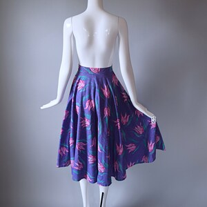 Vintage 1980s VERY RARE Laura Ashley Purple and Pink Floral Button Down Full Circle Skirt image 5