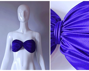 Vintage 1990s purple sculpted bandeau bikini top swimsuit Swimwear | 1990s 90s 2000s swim bathing suit