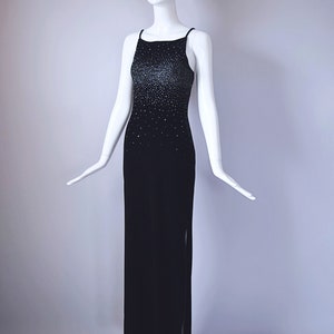 Vintage 1990s Jump Apparel Co. Black Velvet Floor Length Dress with Silver Glitter Detail retro 90s Y2K 2000s image 10