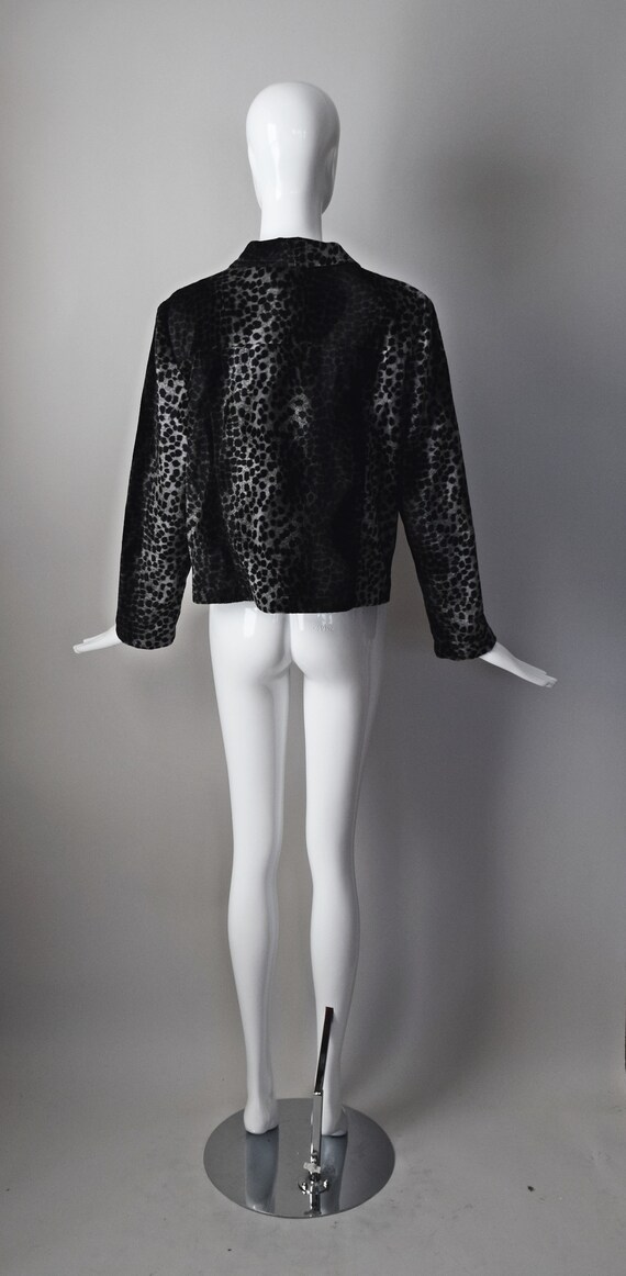 vtg 90s David Paul New York gray leopard print ve… - image 4