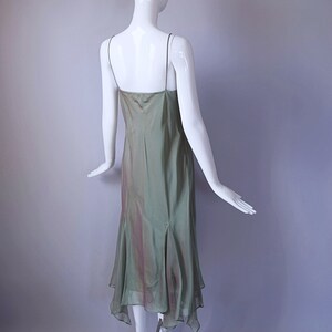 Vintage Y2K Green and Red Ombre Chiffon Drape Neck Scarf Hem Dress retro 90s 1990s 2000s Fairycore image 10