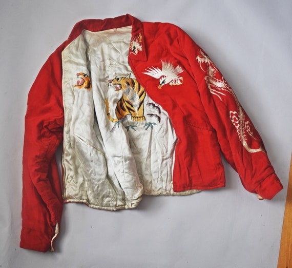 Vintage 1940s Sukajan Jacket Rare WWII Japanese Okinawa Reversible  
