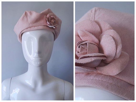 Vintage 1990s Kokin New York Light Pink Hat with … - image 1