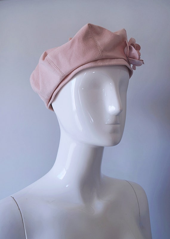 Vintage 1990s Kokin New York Light Pink Hat with … - image 3