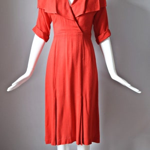 vtg 90s Dawn Joy Fashions red 3/4 sleeve wrap style flapper dress retro colorblock colorful 1990s pinup dress image 7