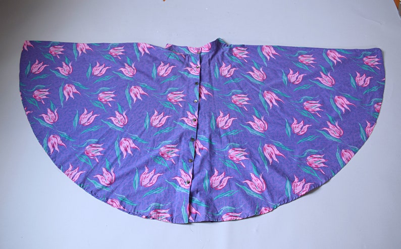 Vintage 1980s VERY RARE Laura Ashley Purple and Pink Floral Button Down Full Circle Skirt image 3