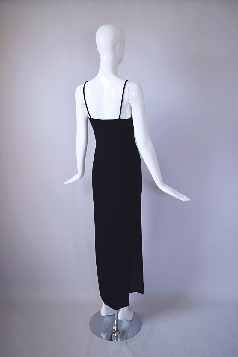 Vintage 1990s Jump Apparel Co. Black Velvet Floor Length Dress with Silver Glitter Detail retro 90s Y2K 2000s image 4