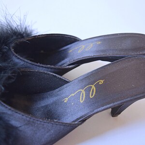Vintage 1990s Ellie black marabou feather peep toe kitten heel Shoes 1990s 90s 2000s shoes image 2