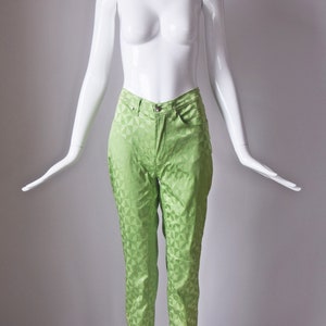 vtg 90s Exte Jeans lime green kaleidoscope pattern slim cut low waist pants y2k 1990s size 28 slim cut womens straight trouser slacks image 5