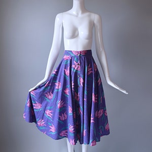 Vintage 1980s VERY RARE Laura Ashley Purple and Pink Floral Button Down Full Circle Skirt image 7