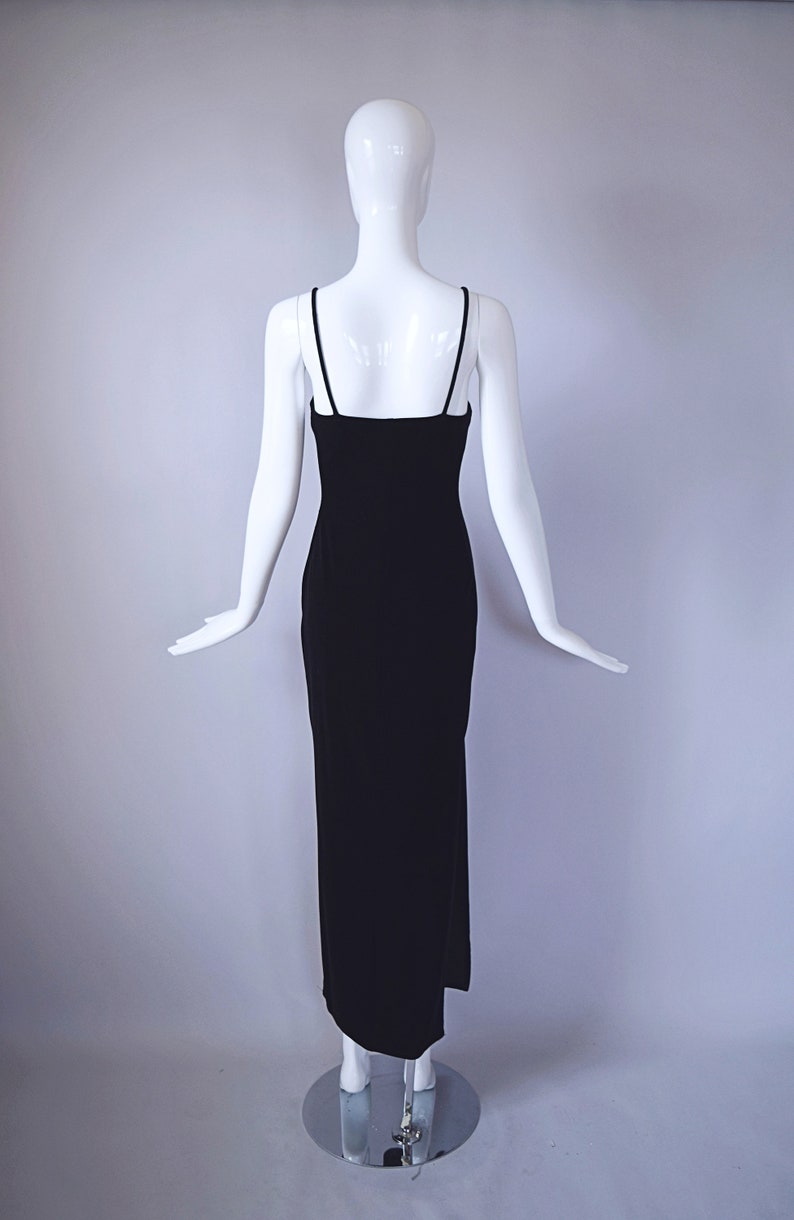Vintage 1990s Jump Apparel Co. Black Velvet Floor Length Dress with Silver Glitter Detail retro 90s Y2K 2000s image 3