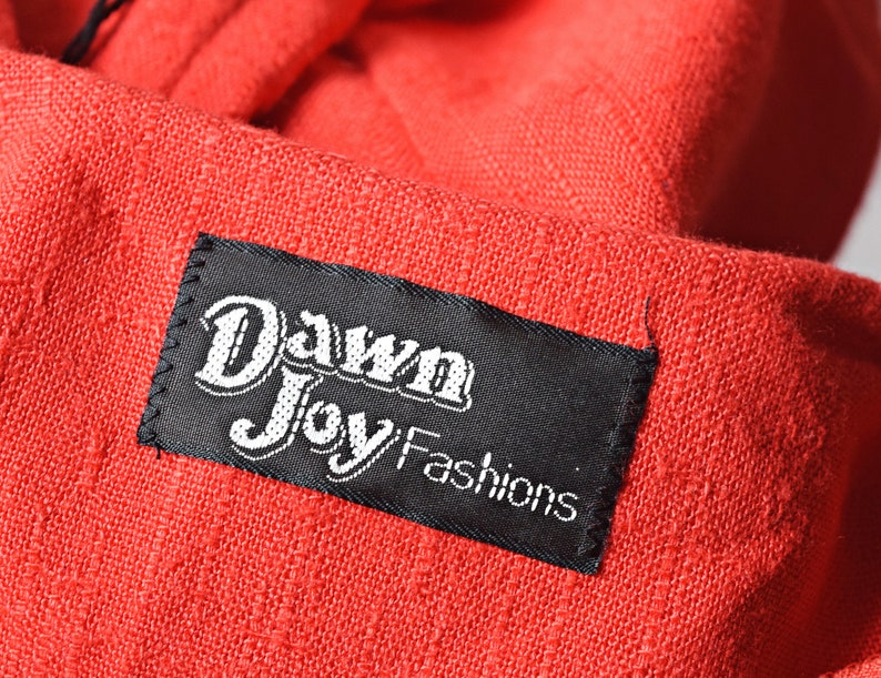 vtg 90s Dawn Joy Fashions red 3/4 sleeve wrap style flapper dress retro colorblock colorful 1990s pinup dress image 2