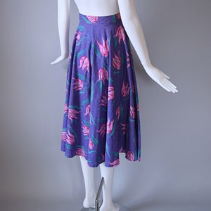 Vintage 1980s VERY RARE Laura Ashley Purple and Pink Floral Button Down Full Circle Skirt image 10