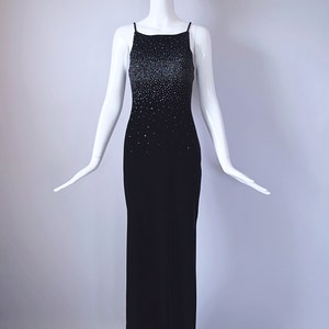 Vintage 1990s Jump Apparel Co. Black Velvet Floor Length Dress with Silver Glitter Detail retro 90s Y2K 2000s image 5