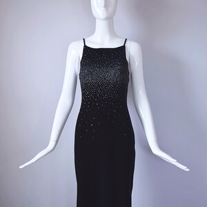 Vintage 1990s Jump Apparel Co. Black Velvet Floor Length Dress with Silver Glitter Detail retro 90s Y2K 2000s image 6