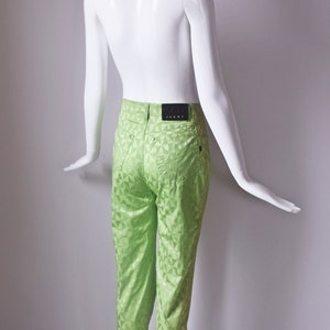 vtg 90s Exte Jeans lime green kaleidoscope pattern slim cut low waist pants y2k 1990s size 28 slim cut womens straight trouser slacks image 8