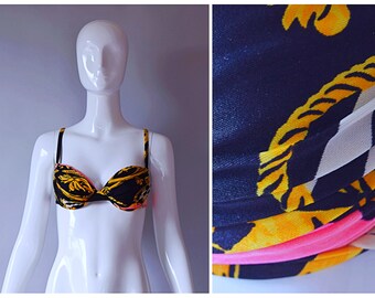 Vintage 1990s La Blanca black white and pink sculpted bikini top swimsuit Swimwear | 1990s 90s 2000s swim bathing suit