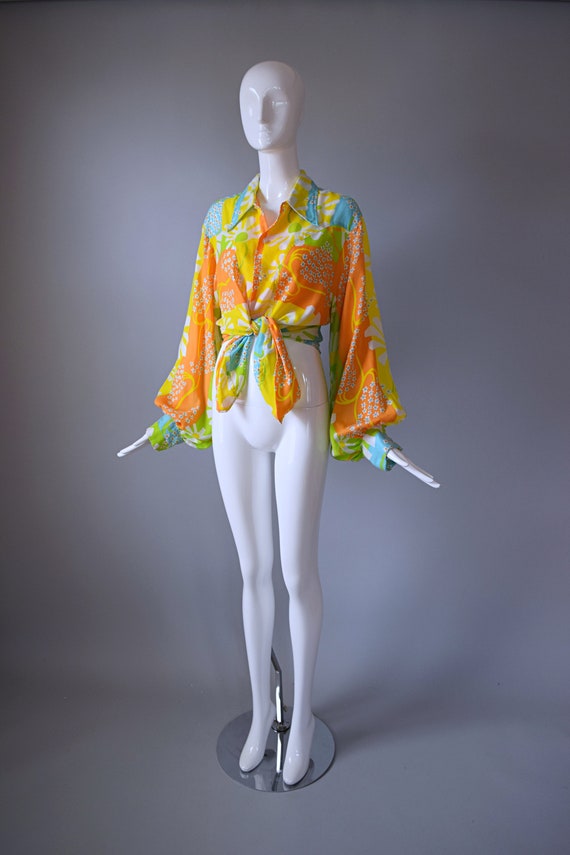 Vintage 1960s Never Needs Ironing Yellow Psychede… - image 9