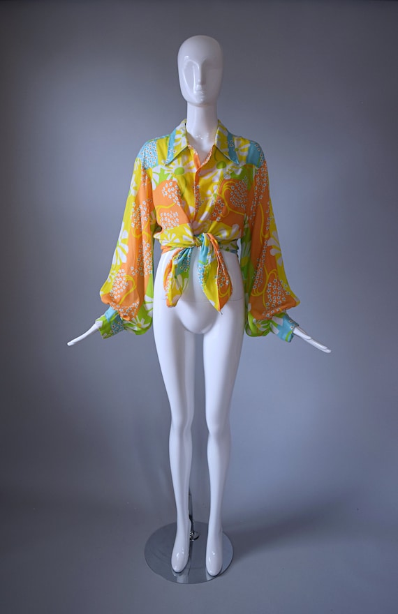 Vintage 1960s Never Needs Ironing Yellow Psychede… - image 8