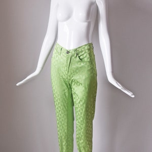 vtg 90s Exte Jeans lime green kaleidoscope pattern slim cut low waist pants y2k 1990s size 28 slim cut womens straight trouser slacks image 6