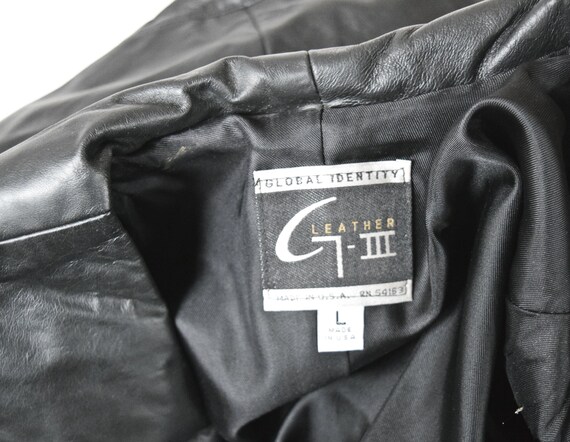 vtg 80s Global Identity GIII black leather peplum… - image 3