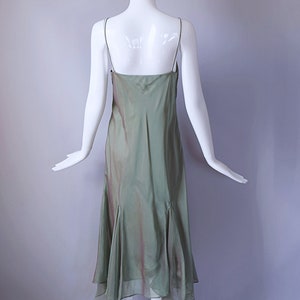 Vintage Y2K Green and Red Ombre Chiffon Drape Neck Scarf Hem Dress retro 90s 1990s 2000s Fairycore image 9