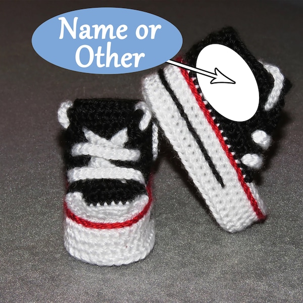 Crochet gift newborn High Top with soft sole baby shoes, BLACK crochet baby booties perfect for unique newborn baby gift