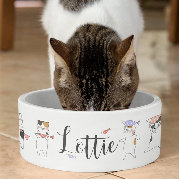 Personalisierte Katzenschale | Katze Weihnachtsgeschenk | Neue Katze | Kätzchen Schüssel | Haustiernapf kleine Tiernapf | Keramik Fressnapf | Tierzubehör