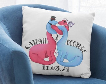 Mr & Mrs Wedding Cushion Alternative Dinosaur Gift Personalised Gift Wedding Dinosaur Gift Diplodocus Gift Engagement Present Personalised