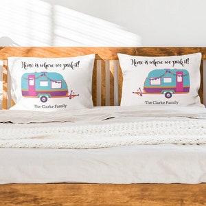 Home is wherever i'm with you pilow cases personalised pillowcases caravan campervan gift caravan