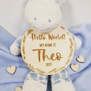 Hej världen-skylt Personlig trämeddelandegåva för babynamn, babyshowerpresent, könsavslöjande