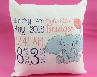 Dream Big Little One Elephant Round Cushion With Pom Pom Baby Boy Blue Nursery Decoration Tennesseegreenac Com