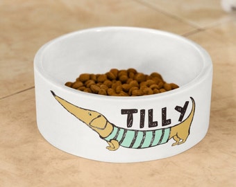 Personalised Pet Bowl | sausage dog | New dog present | dachshund bowl | pet bowl small animal bowl | Ceramic pet bowl | Pet Accessories