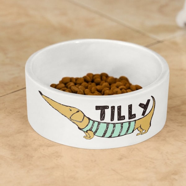 Personalised Pet Bowl | sausage dog | New dog present | dachshund bowl | pet bowl small animal bowl | Ceramic pet bowl | Pet Accessories