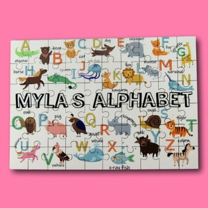 Children's Personalised alphabet Jigsaw Puzzle alphabet gift Unique Birthday Gift Childs Christmas Present Custom