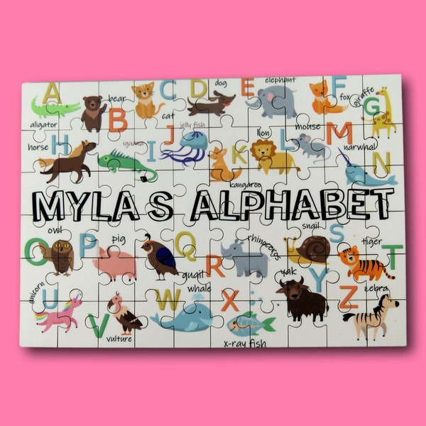 Children's Personalised alphabet Jigsaw Puzzle alphabet gift Unique Birthday Gift Childs Christmas Present Custom