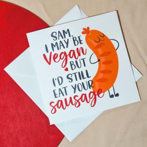 Tarjeta de salchicha vegana / Tarjeta de aniversario / Tarjeta de aniversario divertida / Tarjeta de vegano / Tarjeta de aniversario / Tarjeta de salchicha / Tarjeta para él /