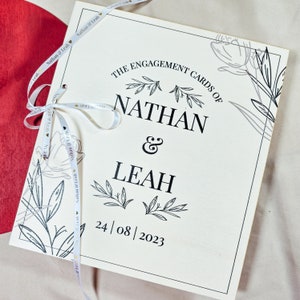 Livro de cartões de noivado personalizado Porta-cartões personalizado com nomes e datas do casal Organizador de cartões de noivado personalizados Lembrança de noivado