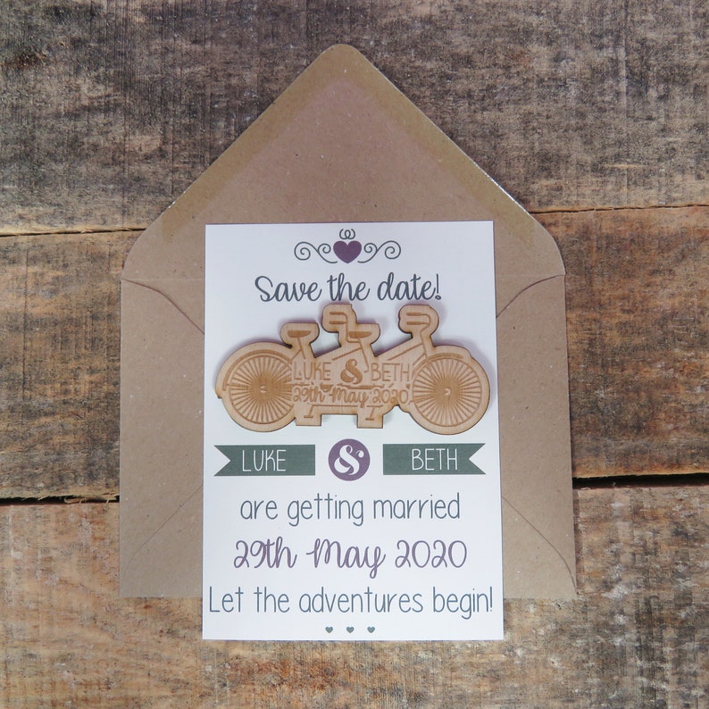 Unique Magnets Wooden Bike Save The Date Magnets Wooden Magnets Rustic Wedding Wedding Invitation Save The Dates Cycling Lover